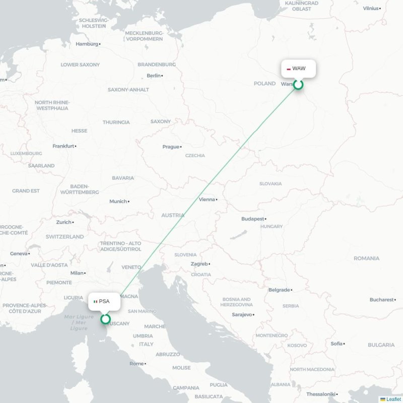 WAW - PSA route map