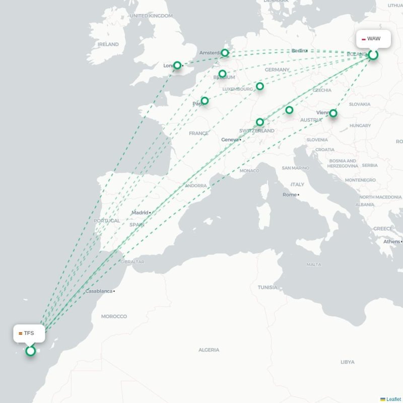 WAW - TFS route map