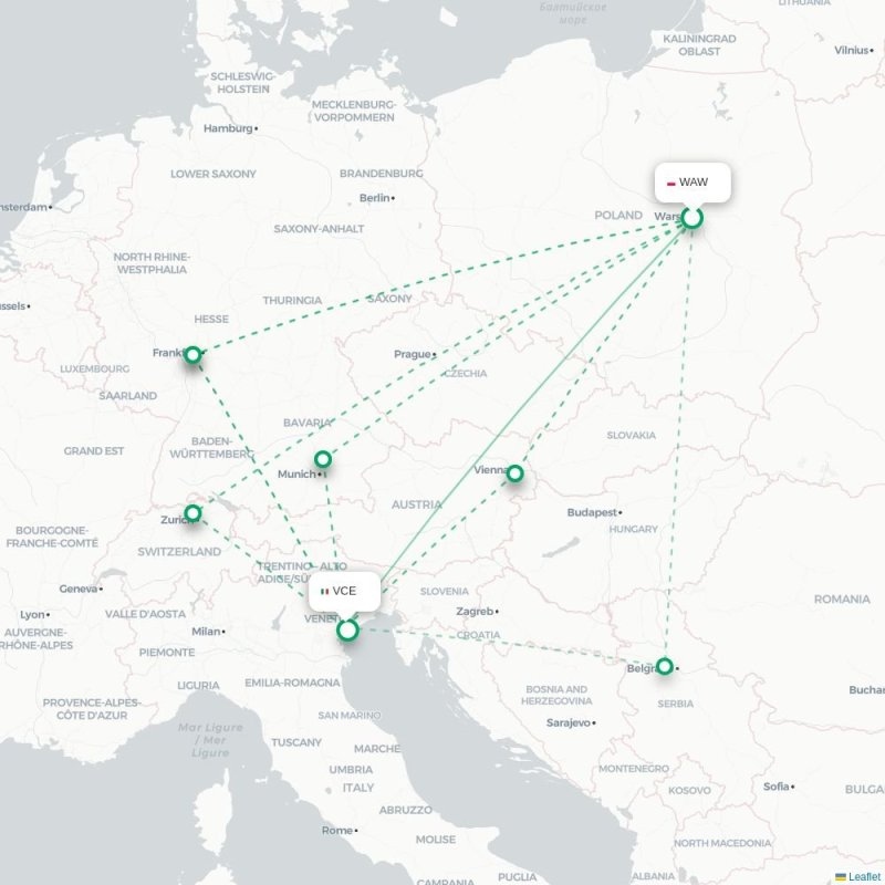 WAW - VCE route map