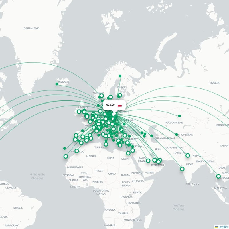 Route map Warszawa  WAW airport