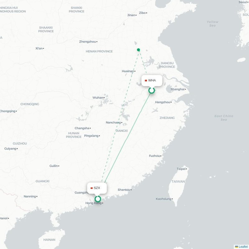 WHA - SZX route map