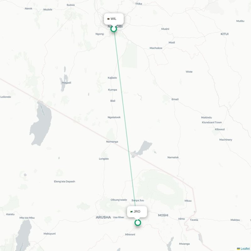 WIL - JRO route map