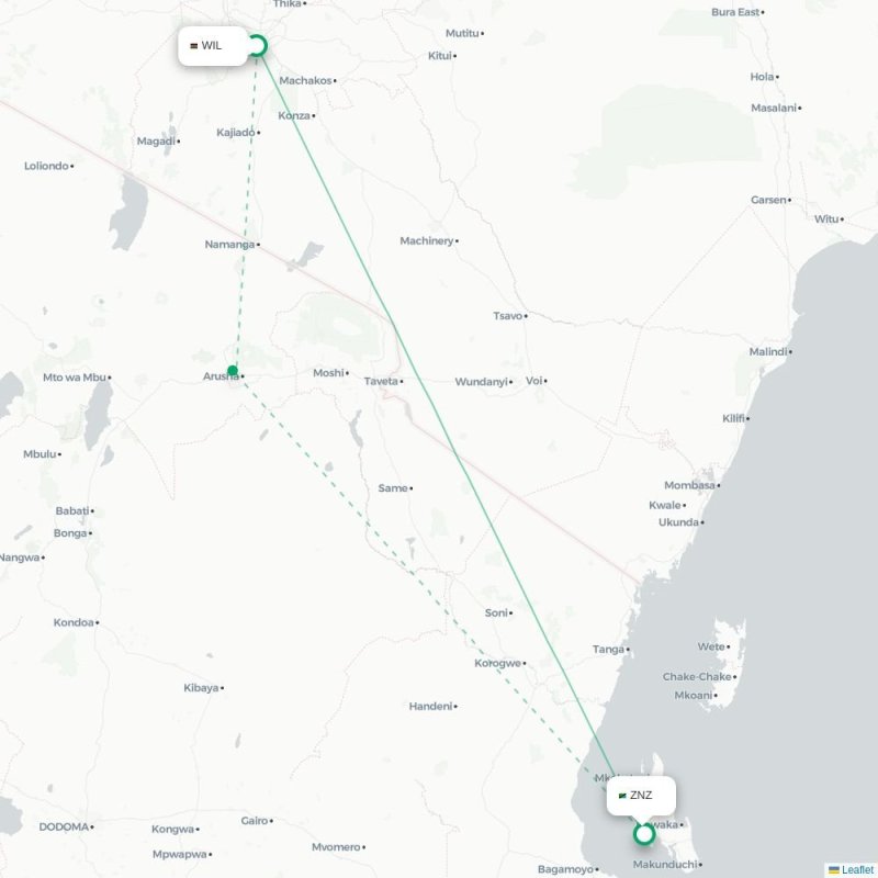 WIL - ZNZ route map
