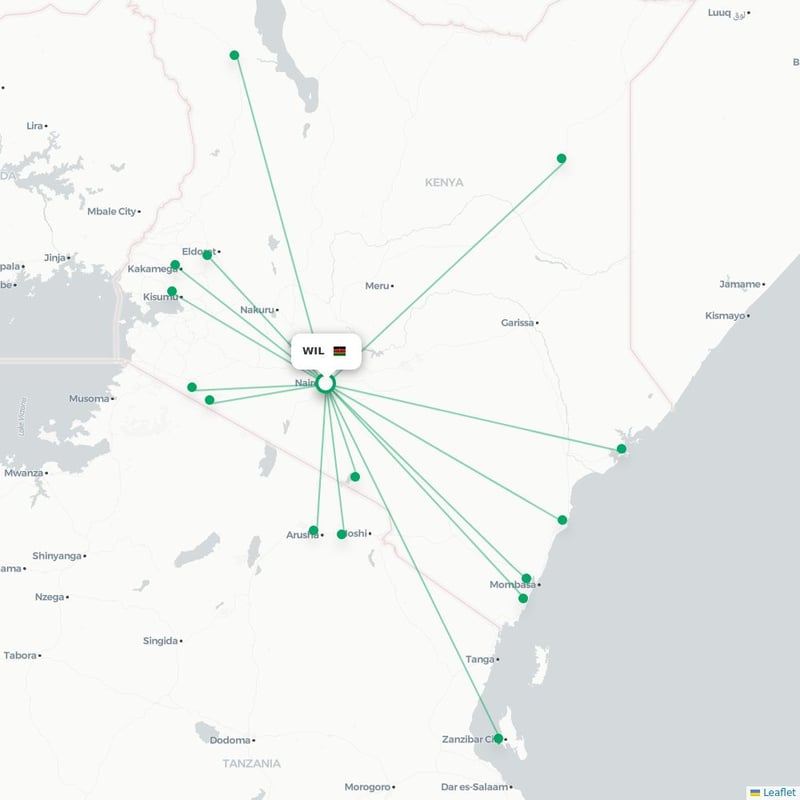 Route map Nairobi  WIL airport