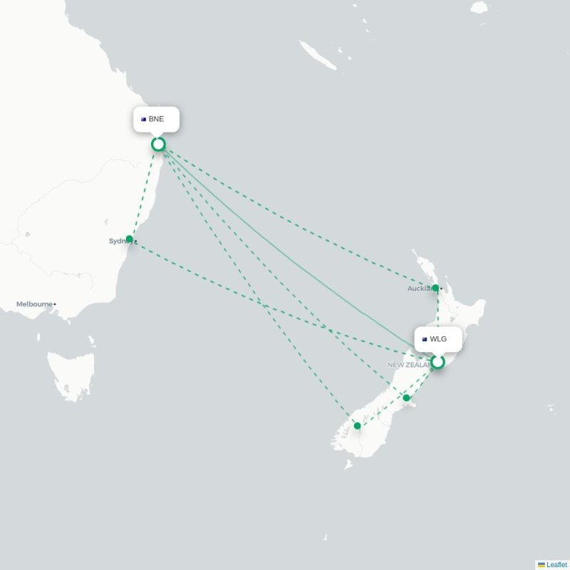 WLG - BNE route map