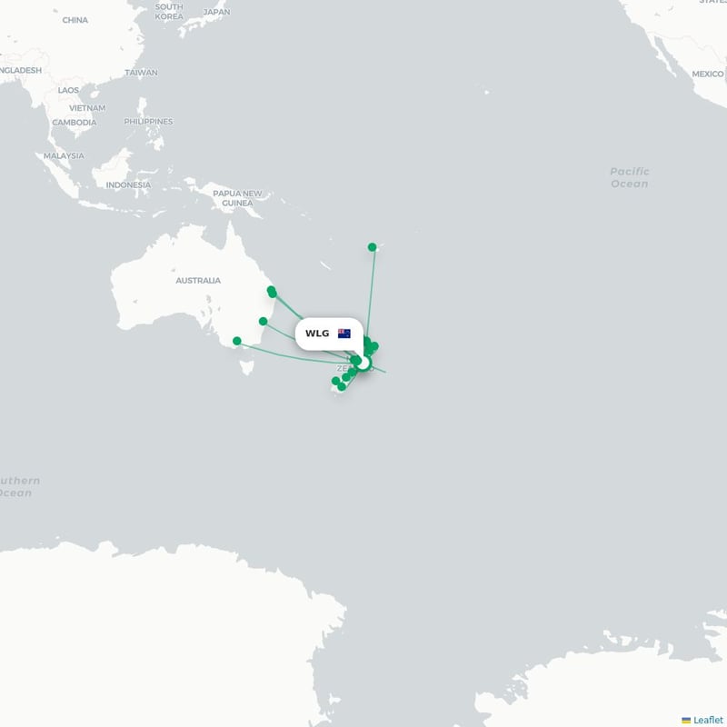 Route map Wellington  WLG airport
