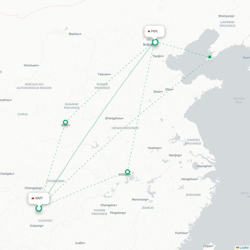 WMT - PEK route map