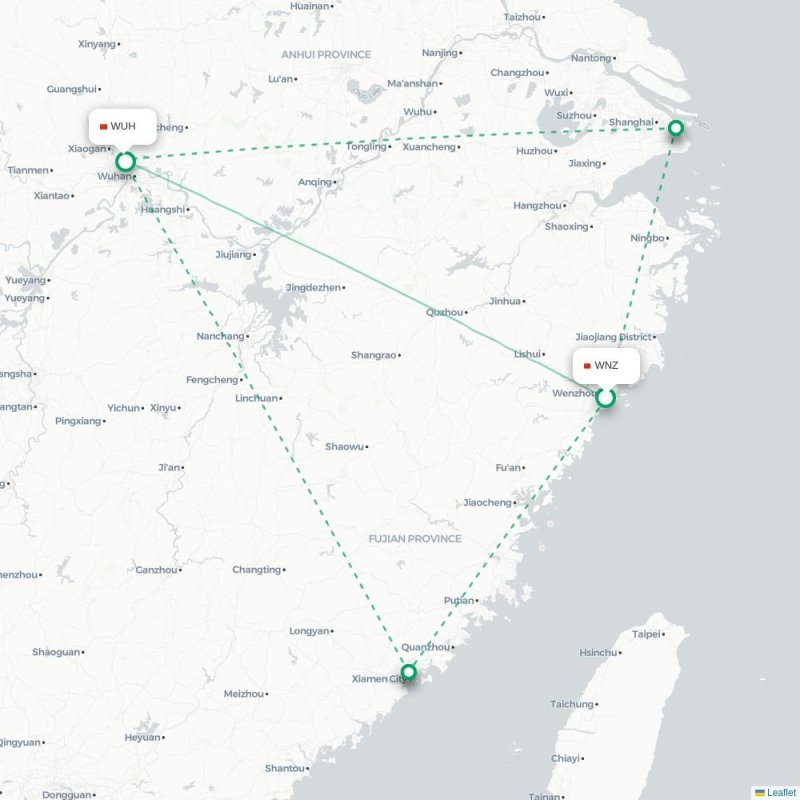 WNZ - WUH route map