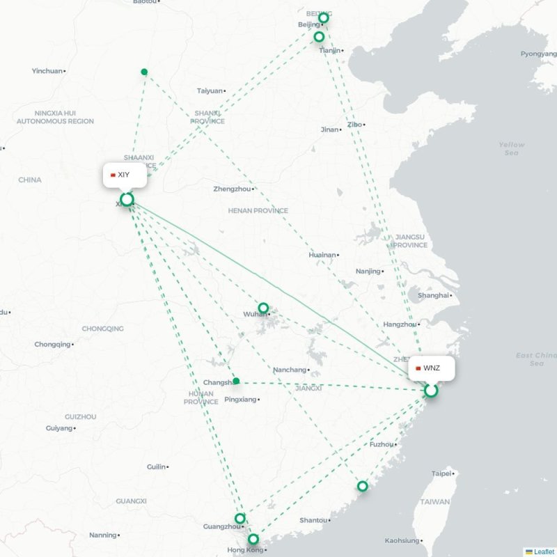 WNZ - XIY route map
