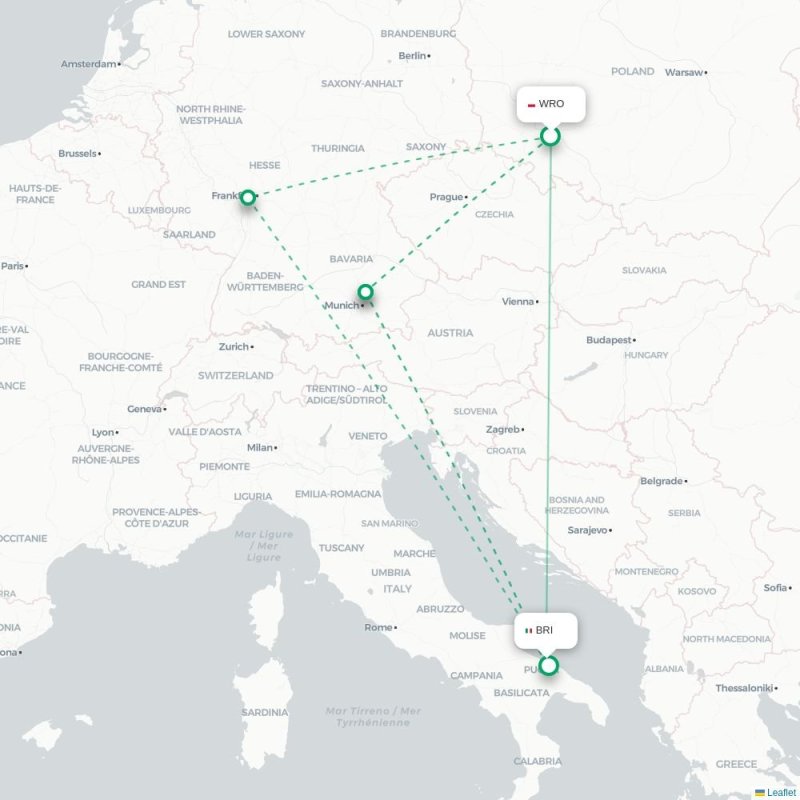 WRO - BRI route map