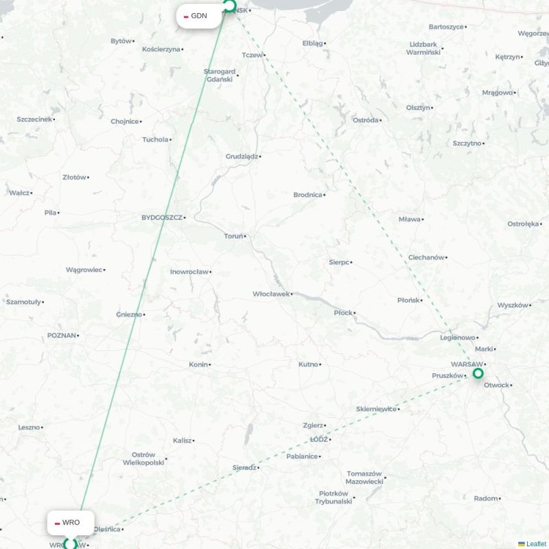 WRO - GDN route map