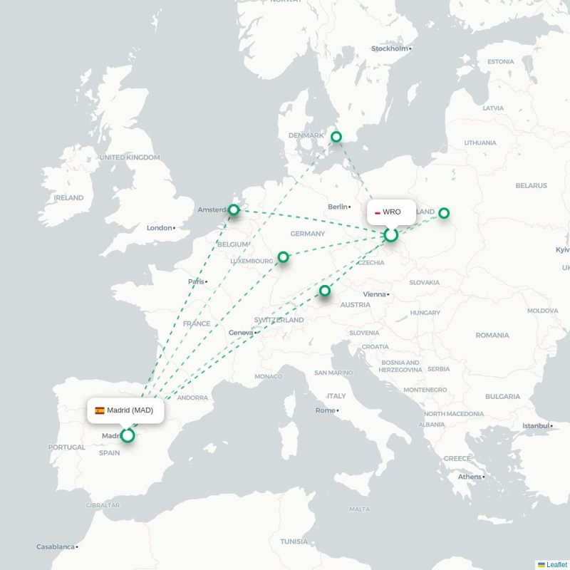 WRO - MAD route map