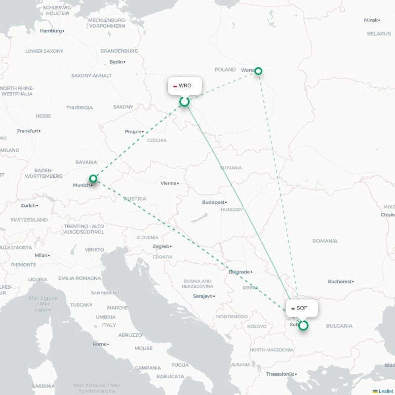 WRO - SOF route map