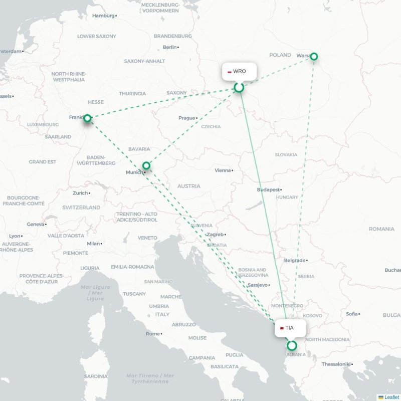 WRO - TIA route map