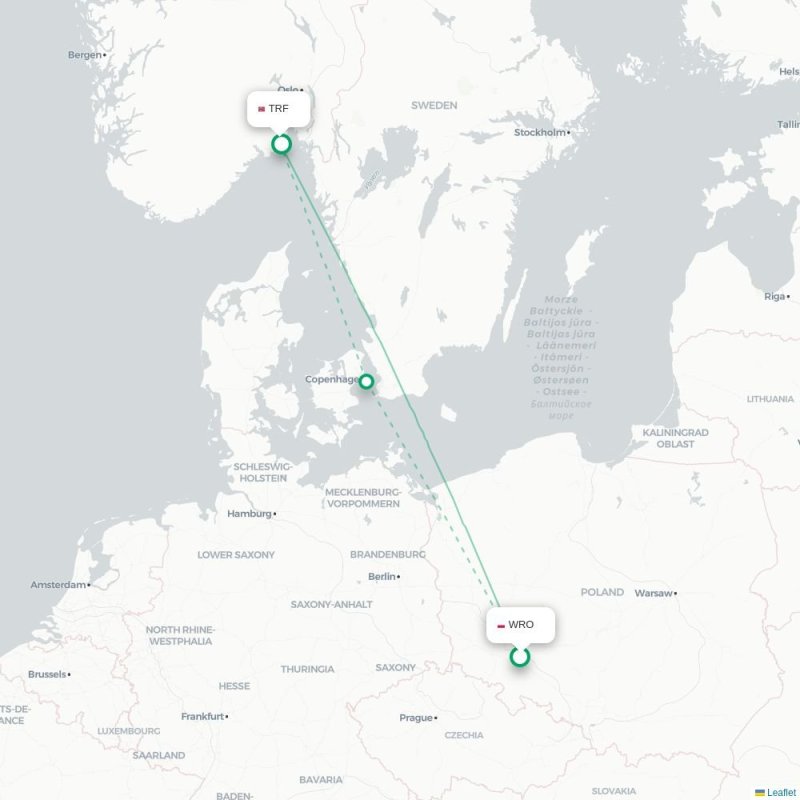 WRO - TRF route map
