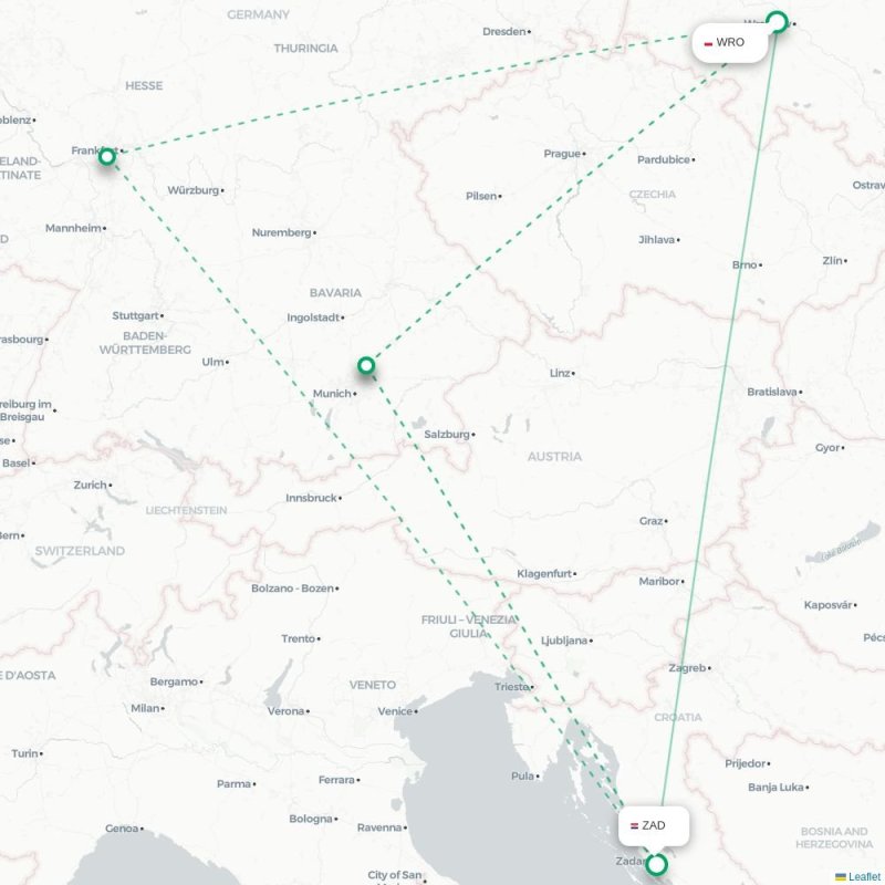 WRO - ZAD route map