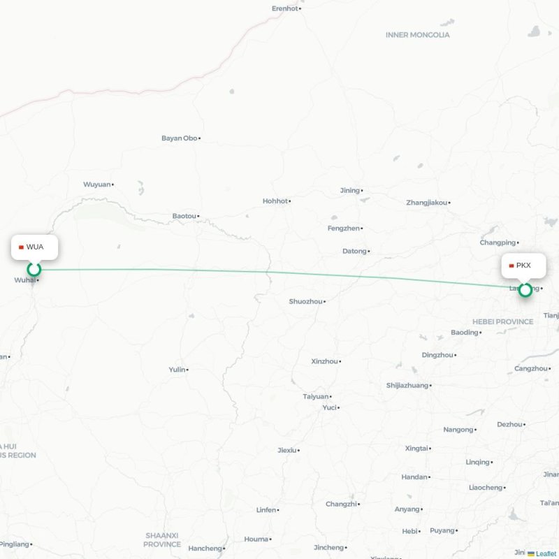 WUA - PKX route map