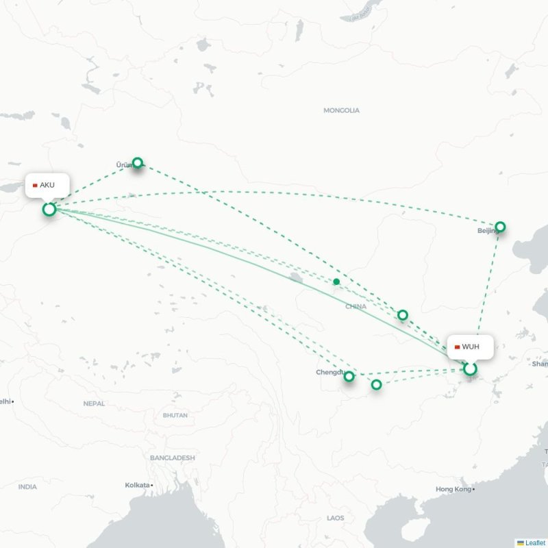 WUH - AKU route map