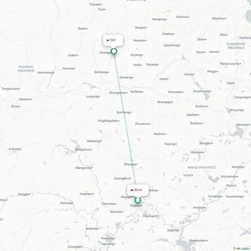WUH - CIH route map