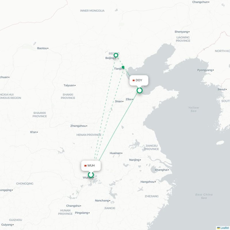WUH - DOY route map