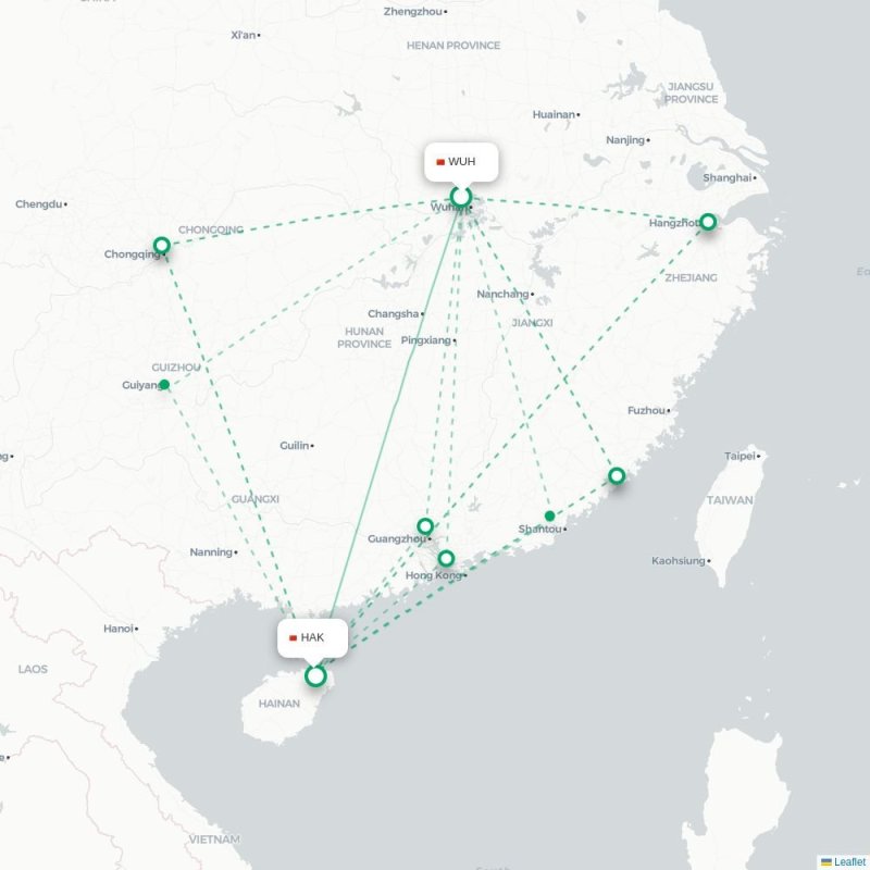 WUH - HAK route map