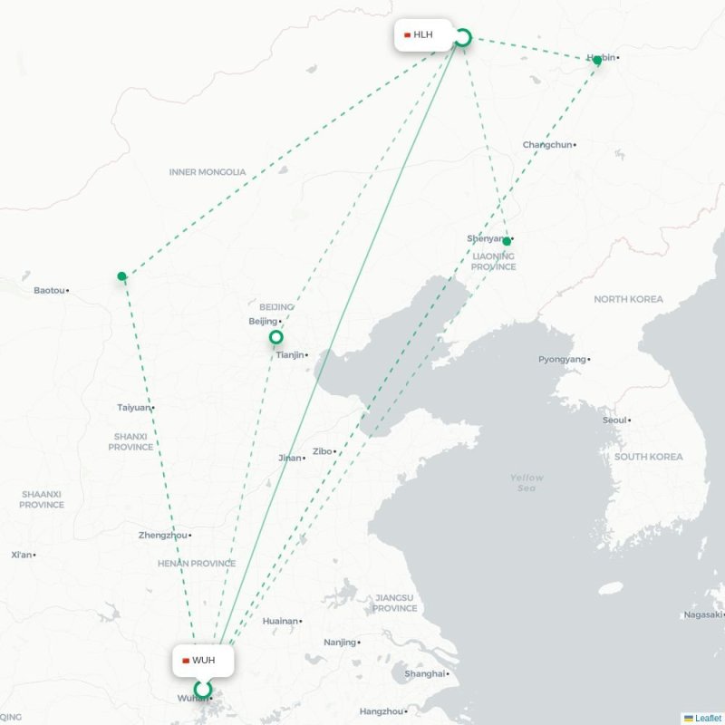 WUH - HLH route map