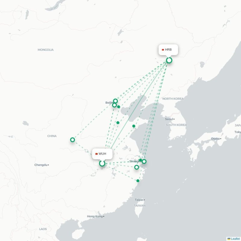 WUH - HRB route map