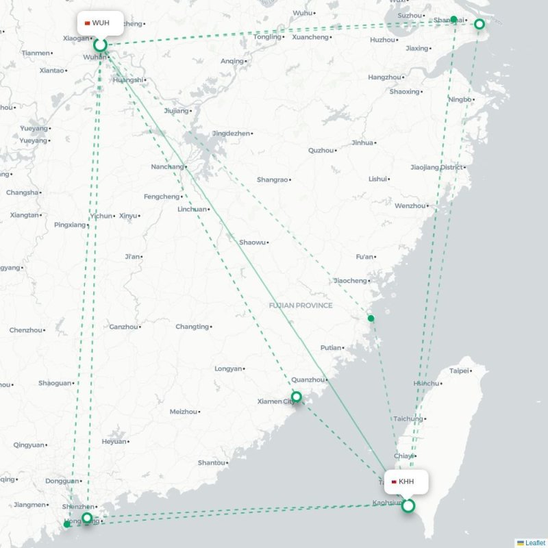 WUH - KHH route map