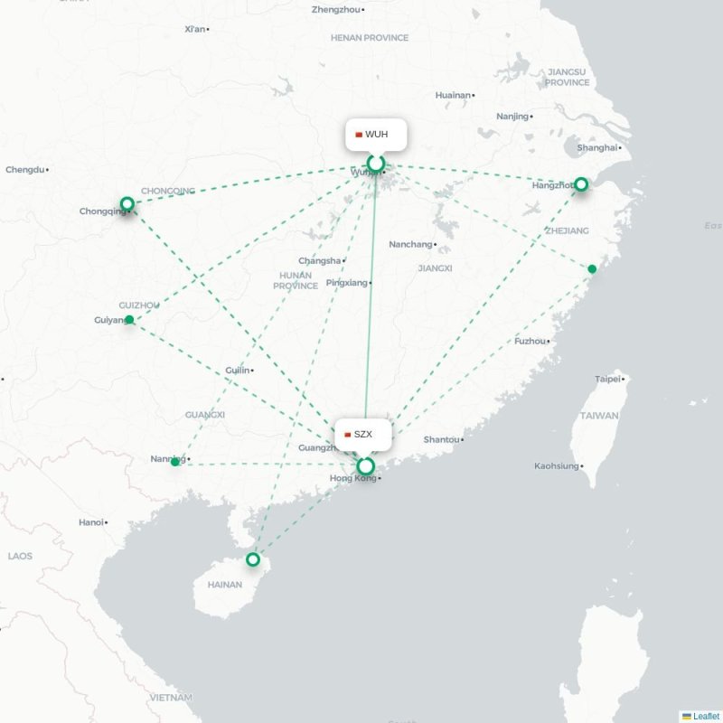 WUH - SZX route map