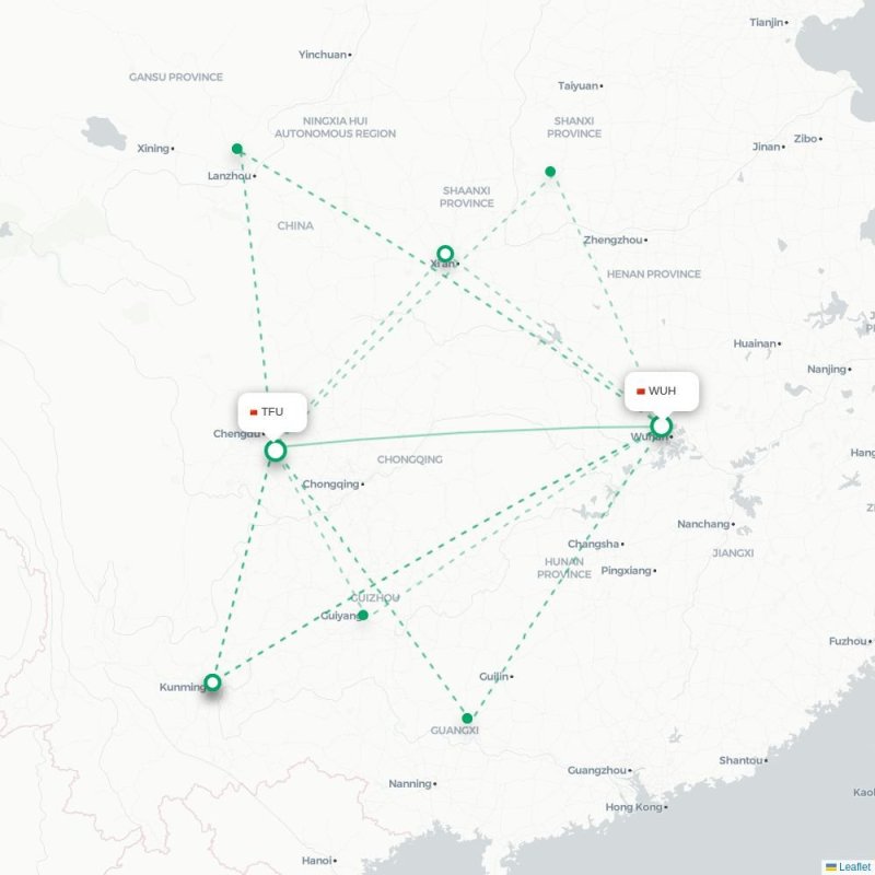 WUH - TFU route map