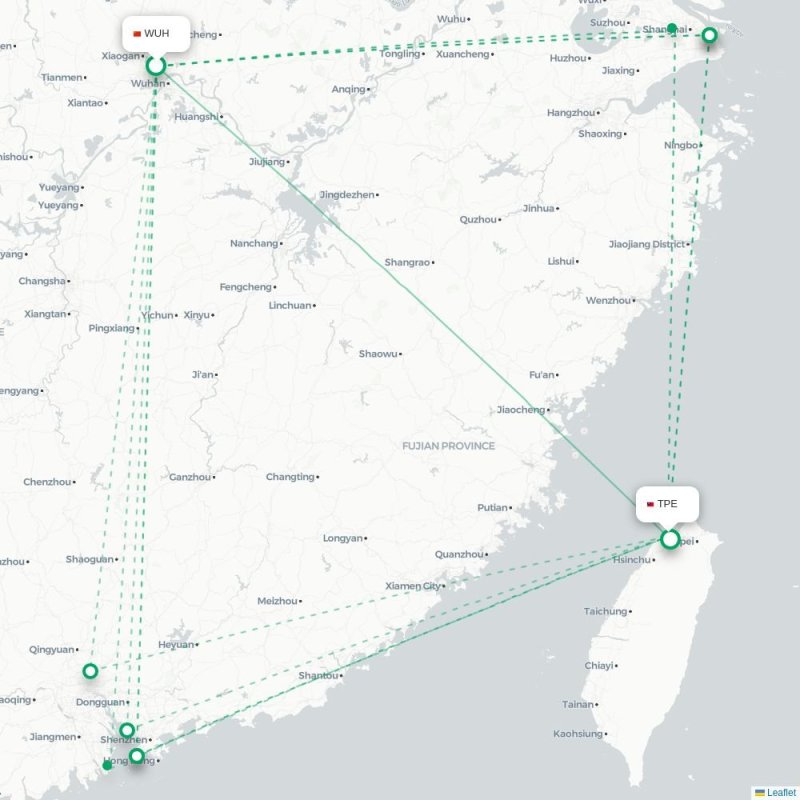 WUH - TPE route map