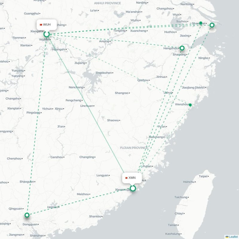 WUH - XMN route map