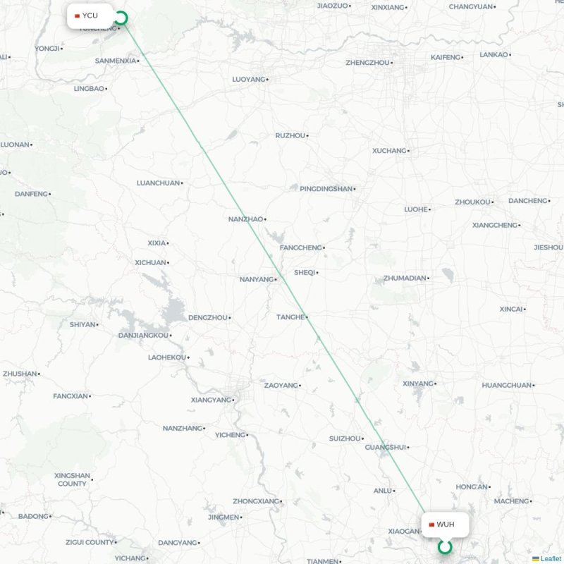 WUH - YCU route map