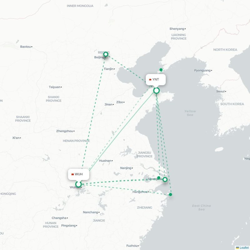 WUH - YNT route map