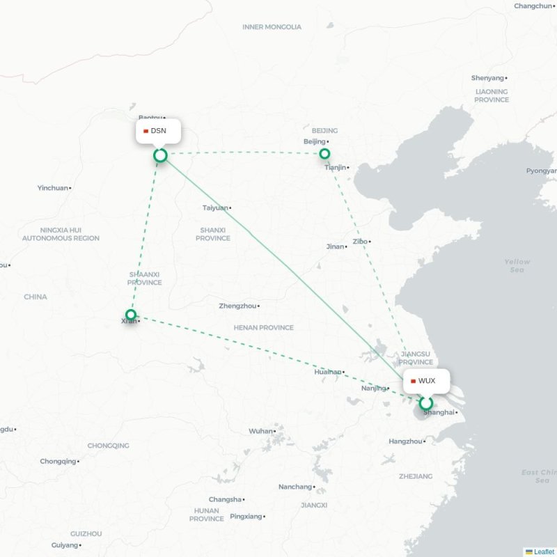 WUX - DSN route map
