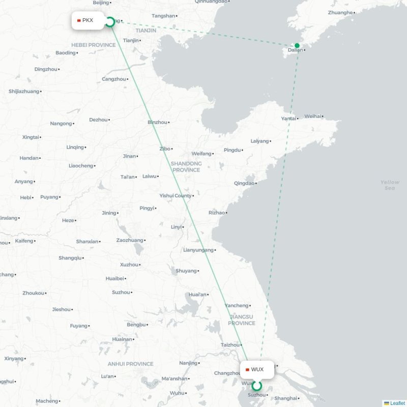 WUX - PKX route map
