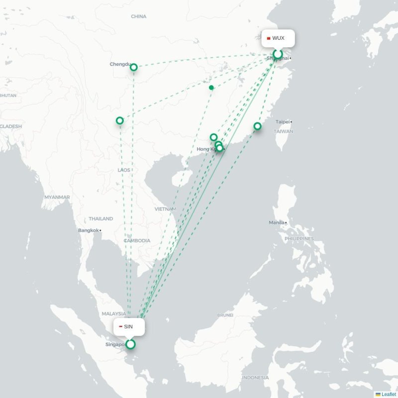WUX - SIN route map