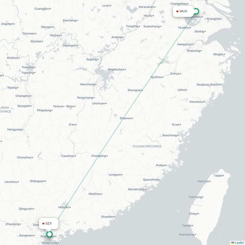 WUX - SZX route map