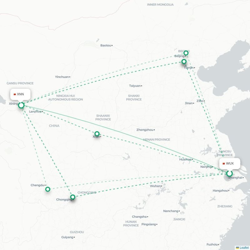 WUX - XNN route map