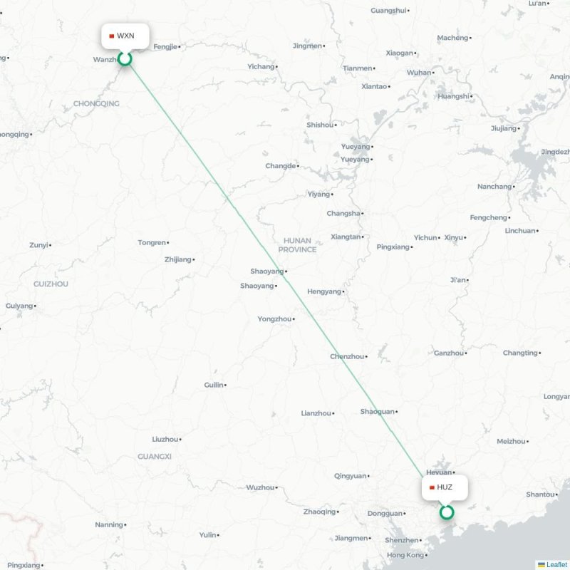 WXN - HUZ route map