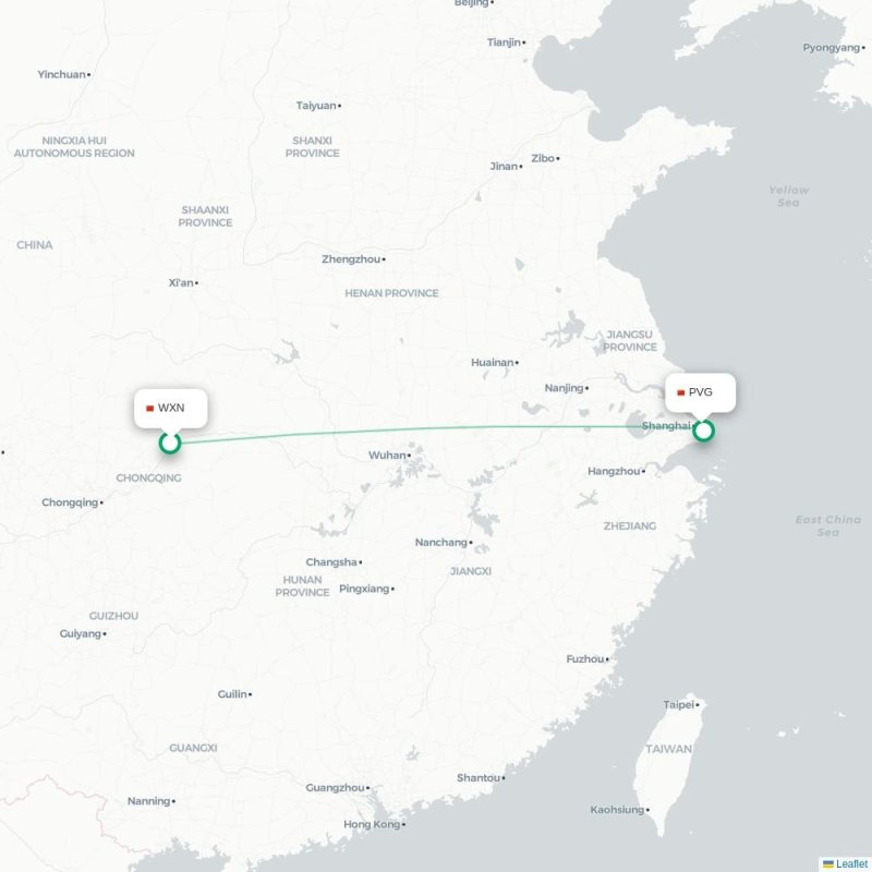 WXN - PVG route map