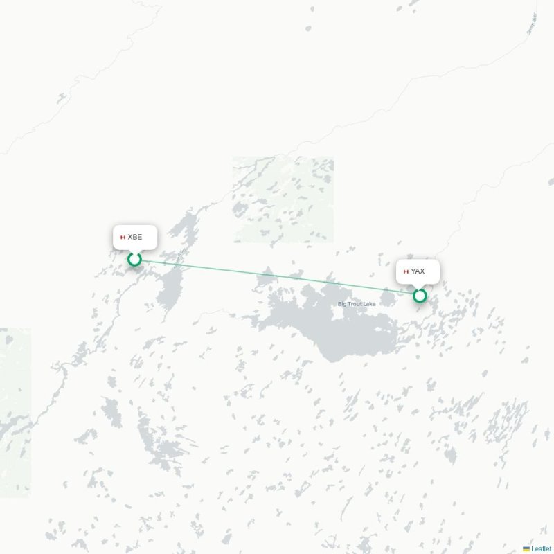 XBE - YAX route map