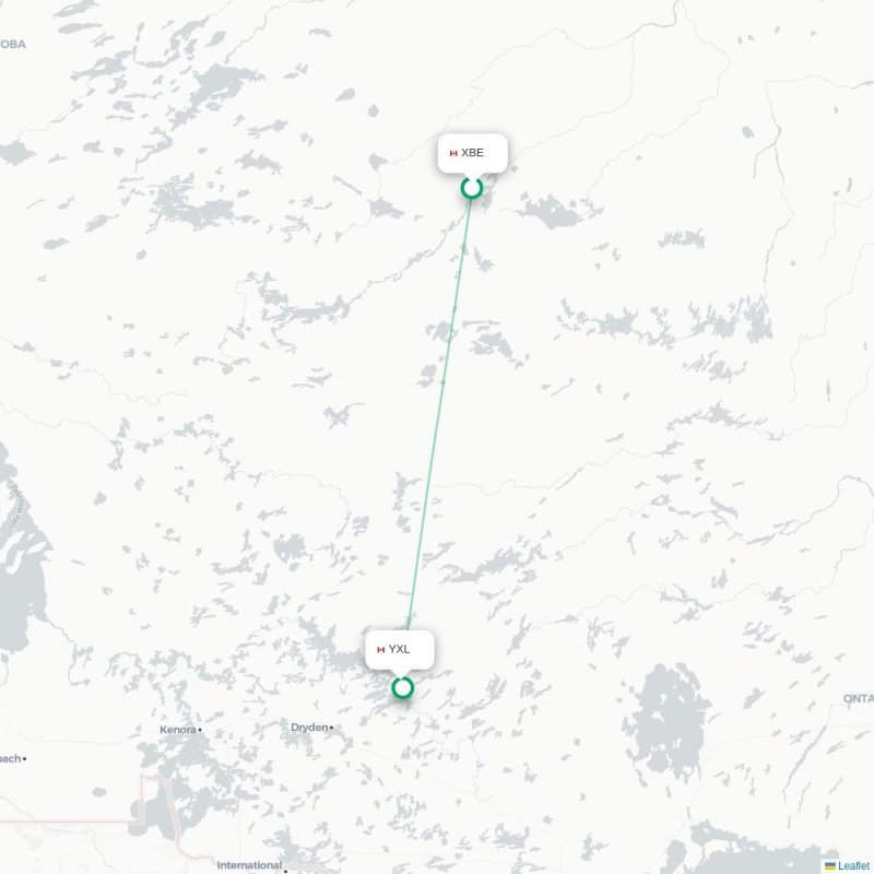 XBE - YXL route map