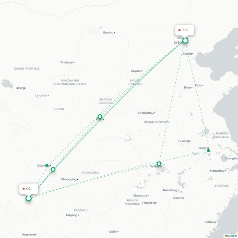 XIC - PEK route map