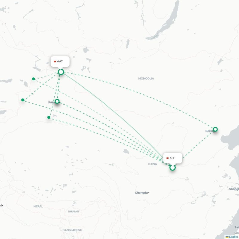 XIY - AAT route map