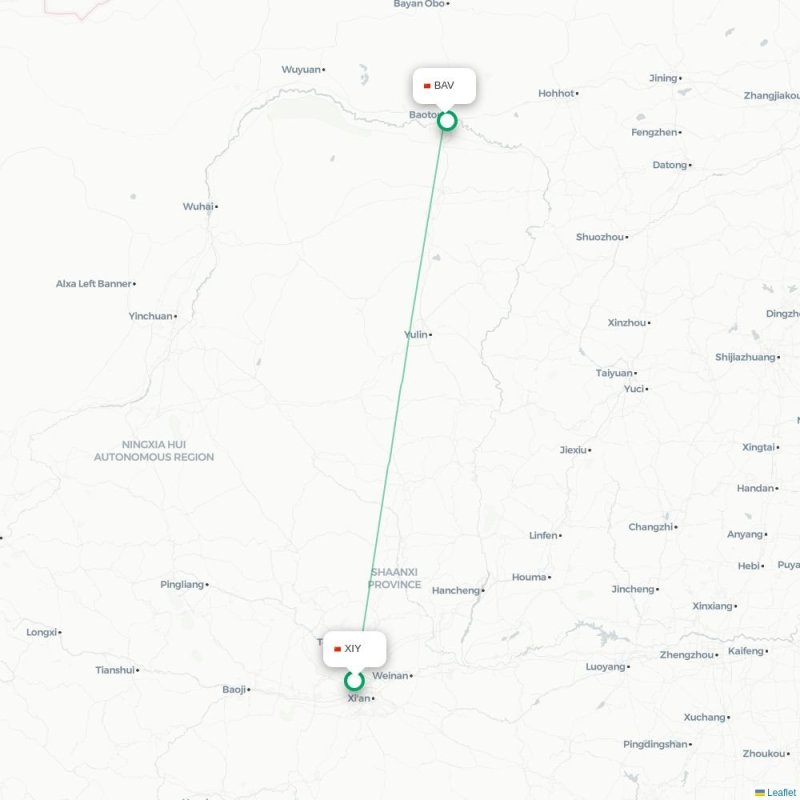 XIY - BAV route map
