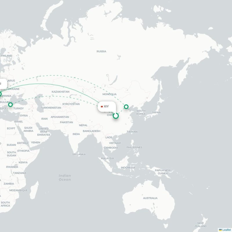 XIY - BUD route map