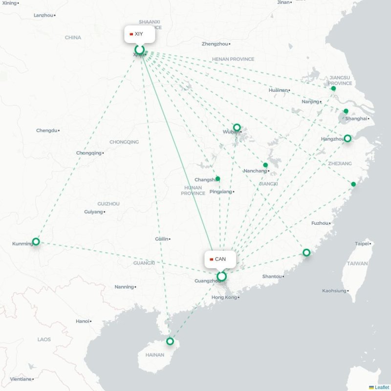XIY - CAN route map