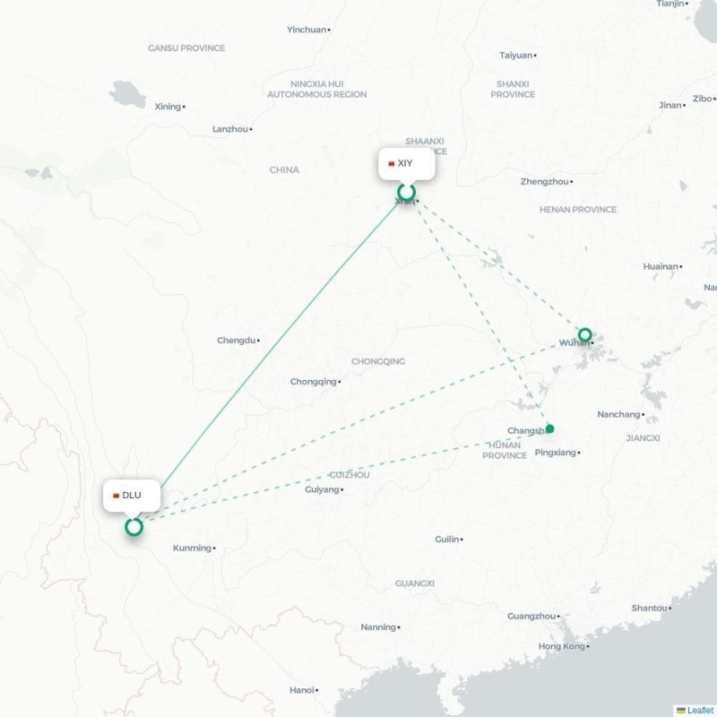 XIY - DLU route map