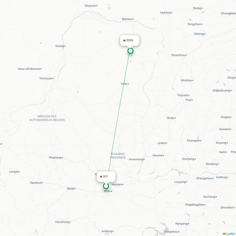 XIY - DSN route map